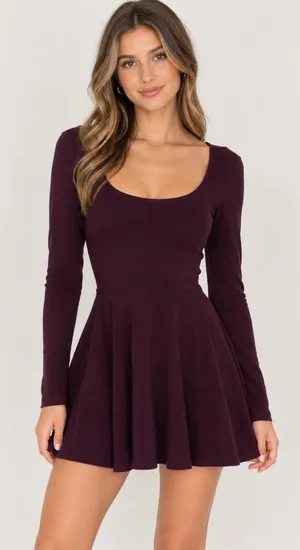 Garage Fit & Flare Mini Dress Women's M Long Sleeve Medium thumbnail 1