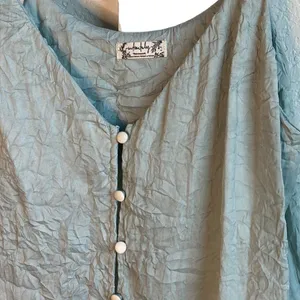 Intimately Free People Cami Top Button Front Crinkle‎ Blue Tank Top Size XS thumbnail 3