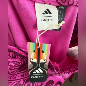 NWT Farm Rio Adidas Skirt Tropical Club Pink Fuchsia Magenta Graphic Print thumbnail 8