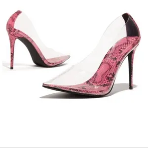 Nwot Cape Robbin Clear Transparent Pink Snake Pumps 9 thumbnail 3
