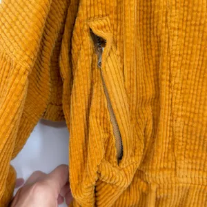 Free People Mustard‎ Yellow Corduroy Moto Jacket Belted Cropped Size S thumbnail 3