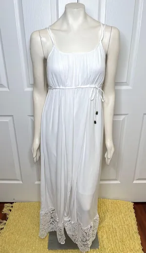 Motherhood Maternity Lace Hem Boho Maxi Dress in White size Small, NWOT thumbnail 11