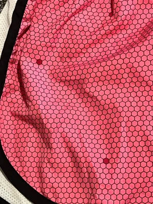 Womens small Nike Dri Fit 3" running shorts-pink/red honeycomb w/liner thumbnail 5