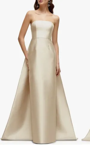 NEW Alfred Sung Strapless Satin Twill Column Gown Removable Train Sz 10 thumbnail 1