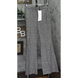 NWT Mango Womens Wool Blend Flared Leg Suit Pants Gray Brown Check EUR 38 (US 5) thumbnail 3