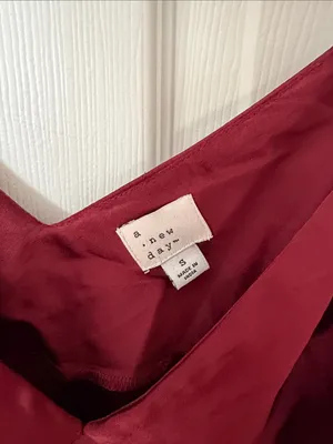 Women's Burgundy Slip Dress - Elegant V-Neck Maxi a new day small thumbnail 2