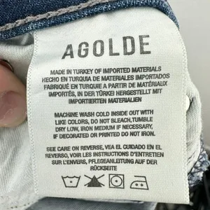 AGOLDE Size 28 High‎ Rise Ankle Crop Raw Hem Slim Straight Leg Denim Jeans thumbnail 8