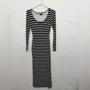 Bebe women’s Dress size XXS Black White Striped Maxi Bodycon Made USA(A478)✨ thumbnail 3