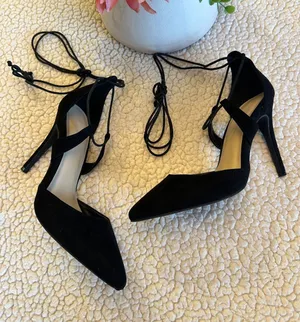 Charlotte Russe Black Pointed-Toe Lace-Up 4” Stiletto Heels Sz 7 thumbnail 1