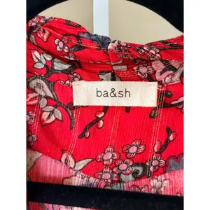 ba&sh Red Floral Lurex Midi Dress‎ V-Neck Front Slit Small thumbnail 4