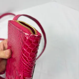 Brahmin Phlox Pink Minuette crocodile crossbody purse mild wear. flap zip pocket thumbnail 9