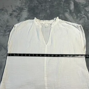 H&M V-Neck Cap Sleeve Gauze Top Size S Relaxed Fit Lightweight Beach Coastal thumbnail 5