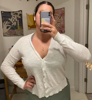 Loft White Knit Cardigan Cardigan Sweater thumbnail 1