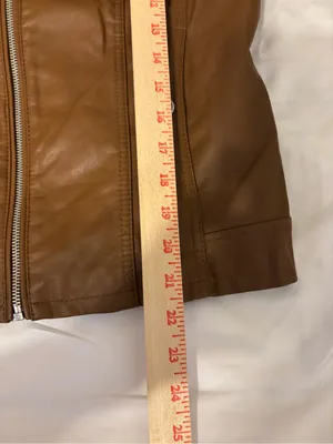 Vero Moda Cognac Faux Leather Moto Jacket L Quilted Zip thumbnail 5
