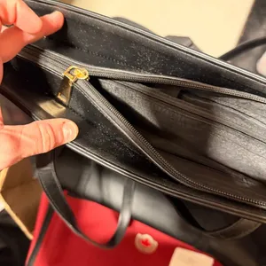 Women's Black Faux Leather Tote Bag With Multiple Compartments & Adjustable Stra thumbnail 12