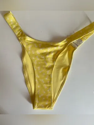 House of CB YELLOW WHITE FLORAL PRINT BIKINI bottom. Size Large. NWOT thumbnail 3