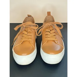 Women’s Tan Platform Leather Sneakers thumbnail 2