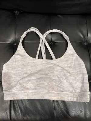 Lululemon Heathered Gray Stripe Energy Sports Bra thumbnail 4