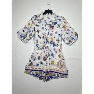LABEL OF LOVE Women's Size L White Euro Summer Portofino Linen Playsuit Romper thumbnail 2