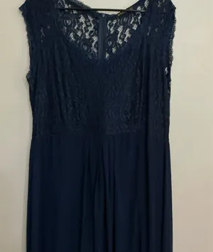 Miusol Women's Navy Blue Lace Cap Sleeve Maxi Evening Dress. 3XL thumbnail 2
