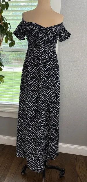 Flawless Polka Dot Off The Shoulder Sun Dress Size XS thumbnail 1