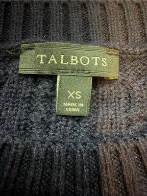 Talbots Cable Knit Cashmere Blend Poncho Navy Pink Camel Colorblock Cape XS thumbnail 6