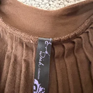 Wish Collection Brown Pleated Trapeze Dress Lettuce Edge Sleeveless Tunic Large thumbnail 2