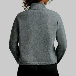 Calvin Klein Heather Grey Half Zip Oversized Crop Pullover Sz Small thumbnail 16
