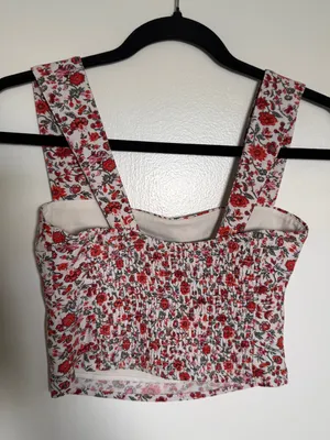 Abercrombie & Fitch Red Floral Cropped Tank Top XS Festival Summer Casual thumbnail 5