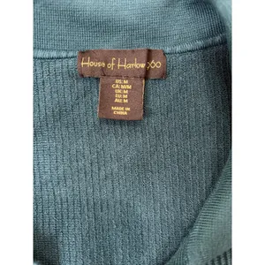 House Of Harlow 1960 Knit Polo Tank Medium Teal Ribbed Sleeveless thumbnail 2