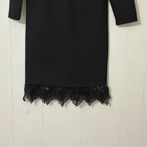 Few Moda Long Sleeve Black Mini Dress Lace Trim Hem Cocktail Party Dress Size Sm thumbnail 6