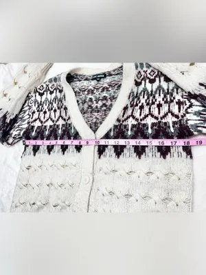 Steve Madden - Irisa Fair Isle Cable Knit Cardigan Size XS thumbnail 8