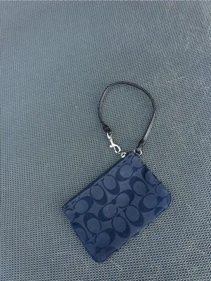 Navy coach wristlet spring, summer, wallet, purse, casual‎ little leather brown thumbnail 6