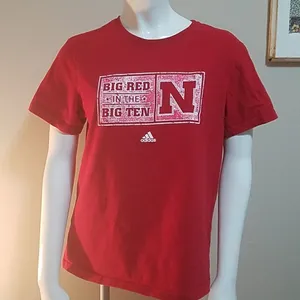Red Nebraska Huskers Adidas Short Sleeve Tee (M) thumbnail 1