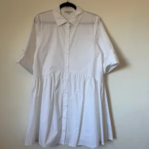 Madewell White Cotton Poplin Button Front Mini Shirtdress NS126 Womens Medium thumbnail 2
