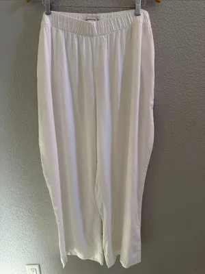 Abercrombie & Fitch White Linen Blend High Waist Wide Leg Pull-On Pants XXL thumbnail 2