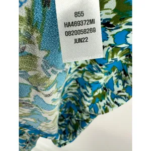 Halogen Blue Green Floral Cap Sleeve Ruched Waist Midi Dress HA469372MI Womens S thumbnail 8