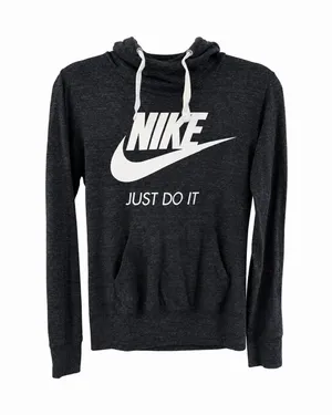 Nike Women’s Small Just Do It Lightweight Pullover Hoodie Charcoal Gray thumbnail 2