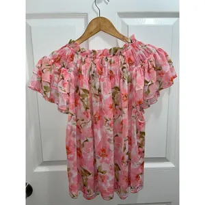 Misa Los Angeles Floral Ruffle Blouse Size Small Elegant Romantic Etheral Classy thumbnail 4