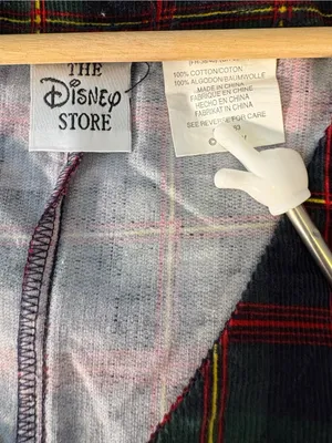 Vintage 90s Disney Store Winnie the Pooh Plaid Corduroy Jumper Dress M thumbnail 9