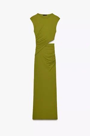 Zara midi Olive Green Cutout Dress Casual wedding evening fitted bodycon thumbnail 7