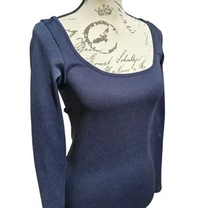 SUNDAY BEST -779 Aritzia Delta Sinch Seamless‎ Long Sleeve Ribbed Dress Navy M thumbnail 5