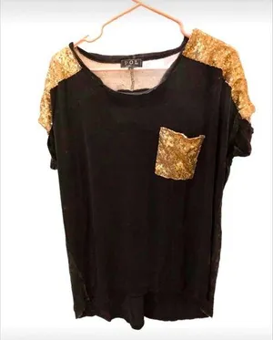 POL Sequin Short Sleeve Top - Size: Large thumbnail 1