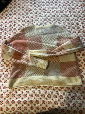 Abercrombie + Fitch Patchwork Knit Mohair Blend Crewneck Sweater size medium thumbnail 5