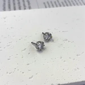 Stainless Steel Retro Vintage CZ Screw-Back Stud Earrings for Men Women thumbnail 2