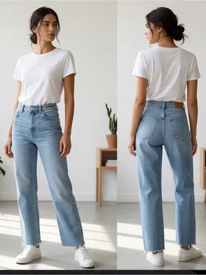 Zara High-Rise Straight Jeans - Light Blue Wash 035 thumbnail 2