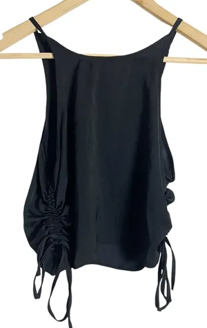 Zara Black Ruched Sleeveless Side Tie Crop Top Size XS thumbnail 1
