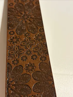 Relic Fossil women's "Starry Snowflake" embossed brown faux leather belt large thumbnail 9