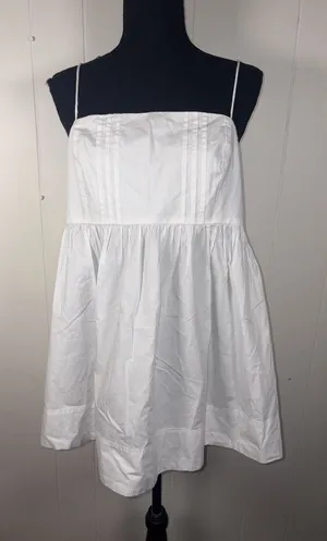 Anthropologie nwt maeve White Pintuck Smocked Babydoll Mini Dress Medium NWT Smocked thumbnail 1