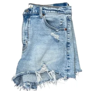 Abercrombie & Fitch The Mom Short High Rise Distressed Denim Light Wash 31 12 thumbnail 5